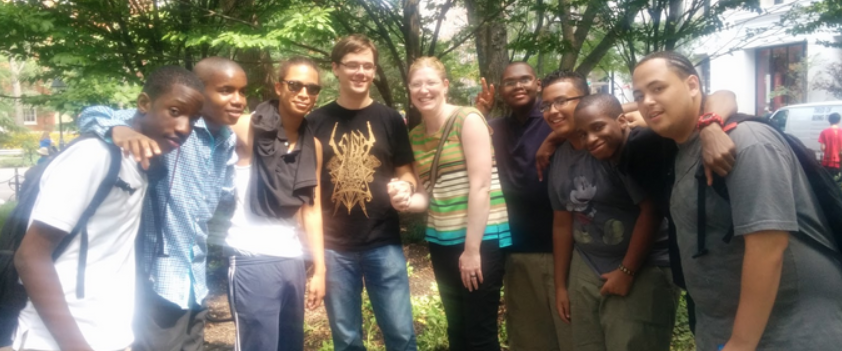 Meg and her husband (center) on a field trip with students